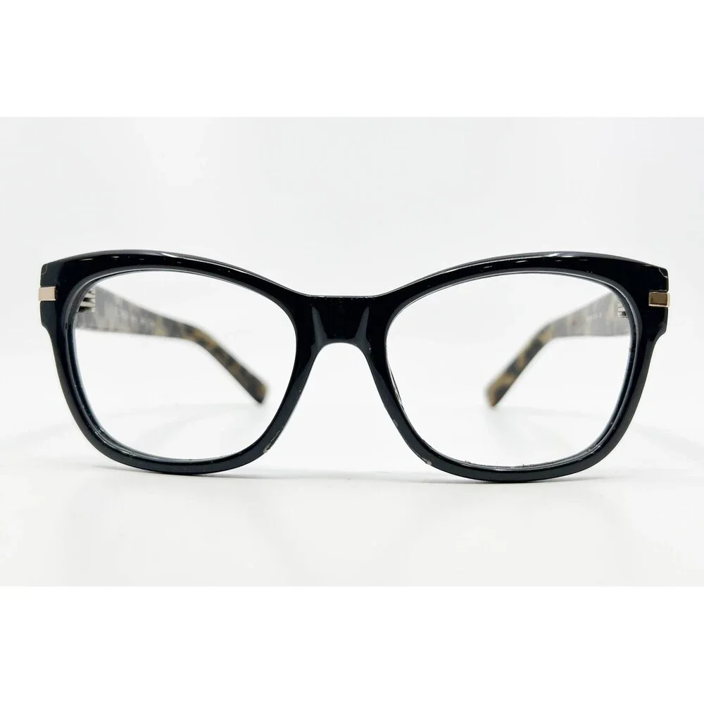 Flower Eyeglasses Womens Black Tortoise Cat Eye Frames 1002 001 56-18-135